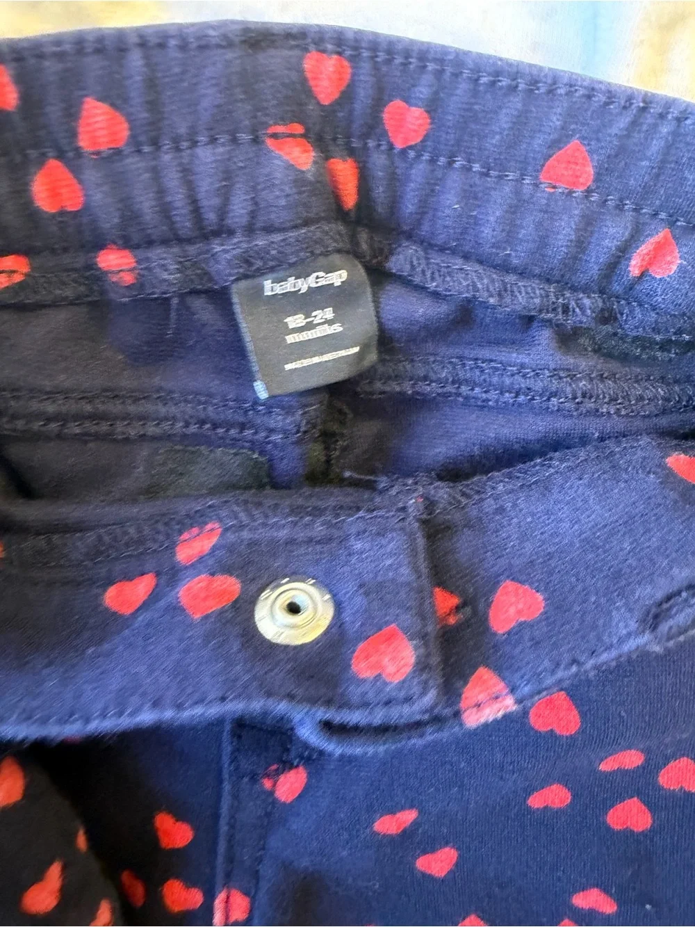 GAP Navy & Red Heart Girls Four-Piece Matching Pantsuit Onesie Set 18-24 Months